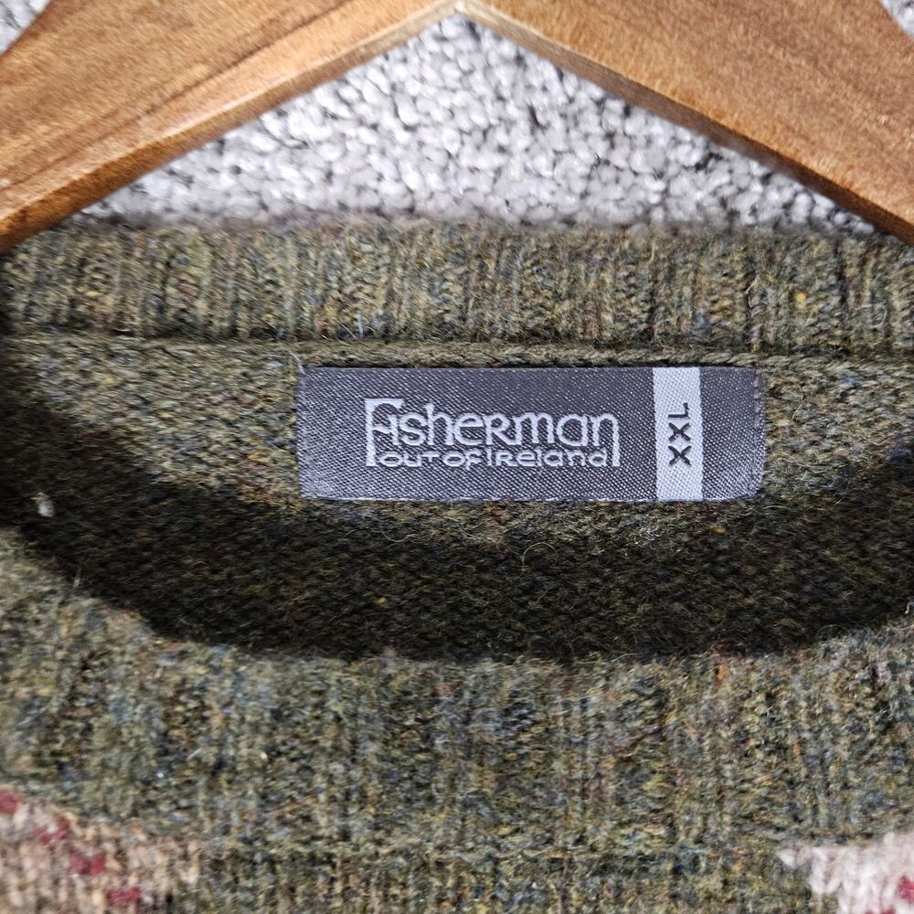 Fisherman Out Of Ireland Sweater Women's 2XL Green Argyle Soft Shetland Wool - Picture 3 of 10
